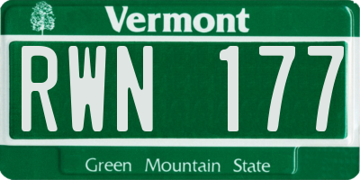 VT license plate RWN177