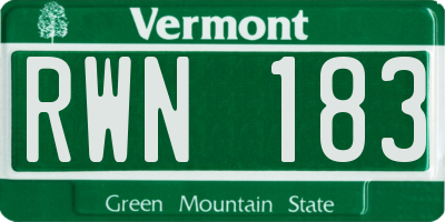 VT license plate RWN183