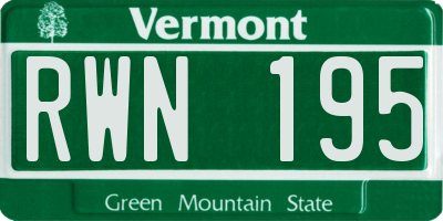 VT license plate RWN195
