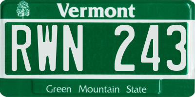 VT license plate RWN243
