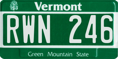 VT license plate RWN246