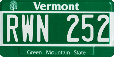 VT license plate RWN252