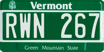 VT license plate RWN267