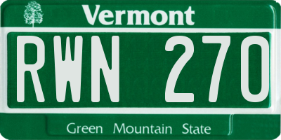 VT license plate RWN270