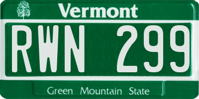 VT license plate RWN299
