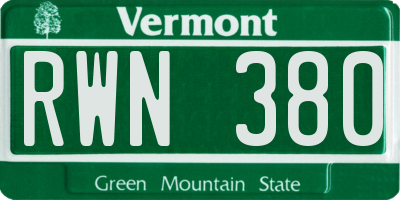 VT license plate RWN380