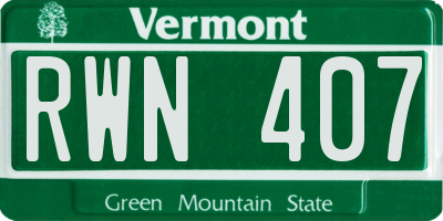 VT license plate RWN407