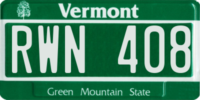 VT license plate RWN408