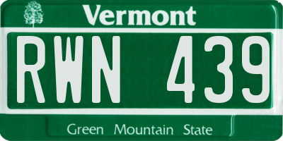 VT license plate RWN439