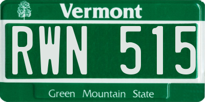 VT license plate RWN515