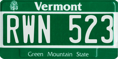 VT license plate RWN523