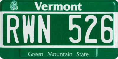 VT license plate RWN526