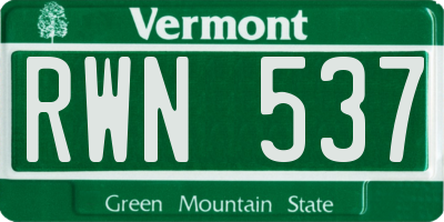 VT license plate RWN537