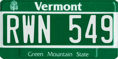 VT license plate RWN549