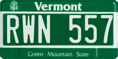 VT license plate RWN557