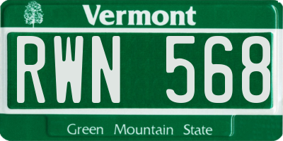VT license plate RWN568