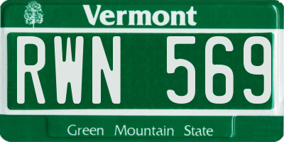 VT license plate RWN569