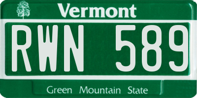 VT license plate RWN589
