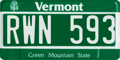 VT license plate RWN593