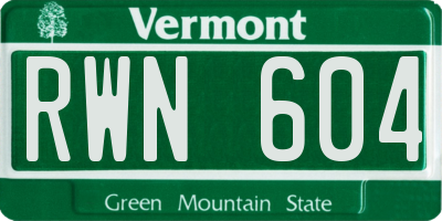 VT license plate RWN604