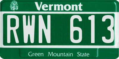 VT license plate RWN613
