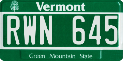 VT license plate RWN645