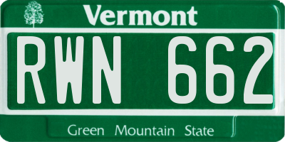 VT license plate RWN662