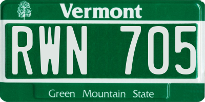 VT license plate RWN705