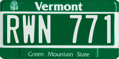 VT license plate RWN771