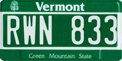 VT license plate RWN833