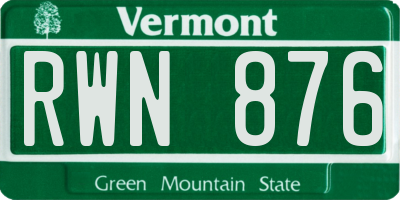 VT license plate RWN876