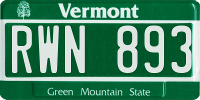 VT license plate RWN893