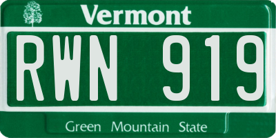 VT license plate RWN919