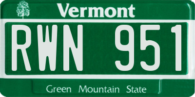 VT license plate RWN951
