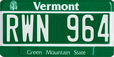 VT license plate RWN964