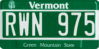 VT license plate RWN975