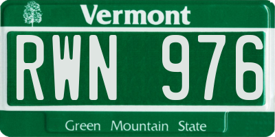 VT license plate RWN976