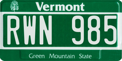 VT license plate RWN985