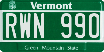 VT license plate RWN990