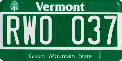 VT license plate RWO037