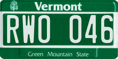 VT license plate RWO046