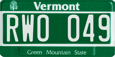 VT license plate RWO049