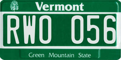 VT license plate RWO056