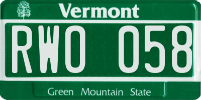 VT license plate RWO058
