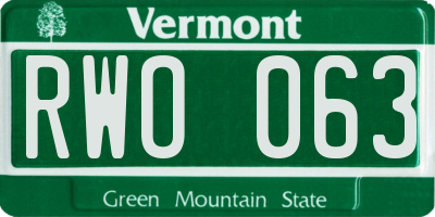 VT license plate RWO063