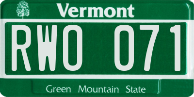 VT license plate RWO071