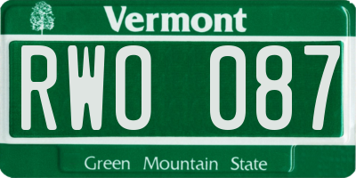 VT license plate RWO087