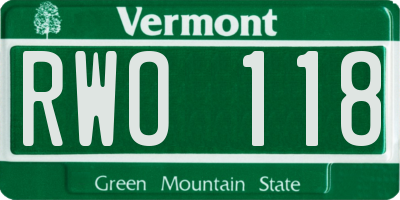 VT license plate RWO118