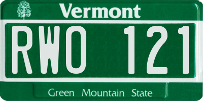 VT license plate RWO121