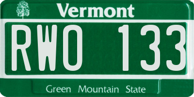 VT license plate RWO133